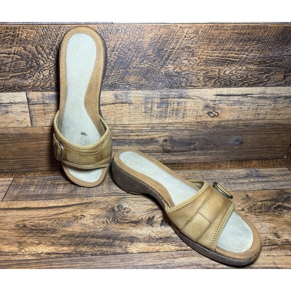 Merrell Women’s Ergonomic Freedom‎ Leather Slide Sandals Tan Size 9 Slip On - Picture 1 of 7